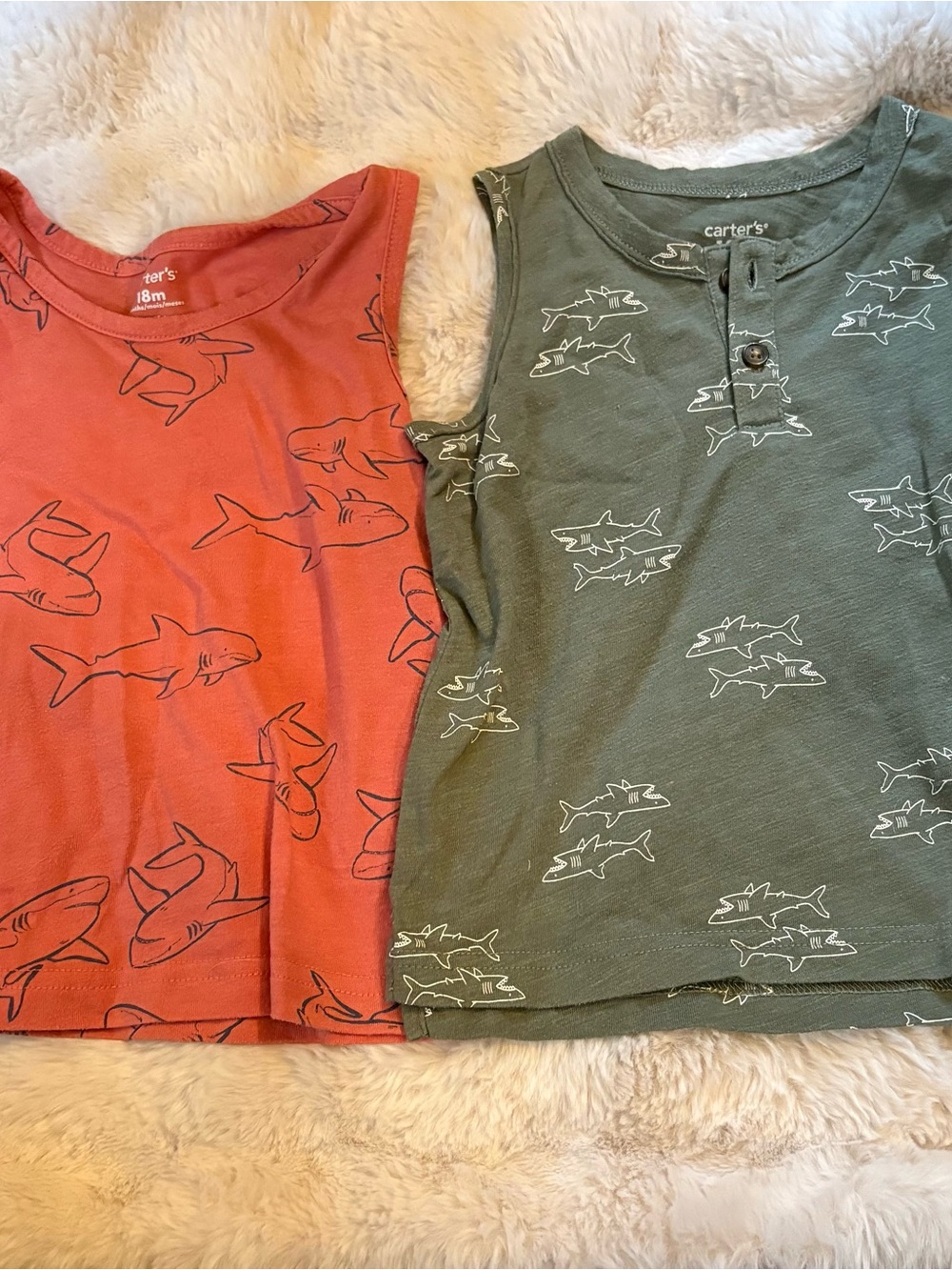 Carter's Toddler Shark Tank Tops - Orange and Olive Green